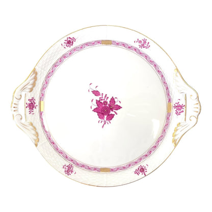 Herend Apponyi Pink Cake Plate with Handles