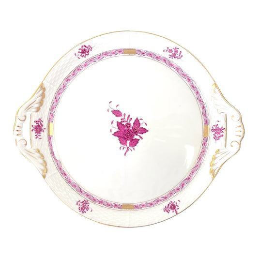 Herend Apponyi Pink Cake Plate with Handles