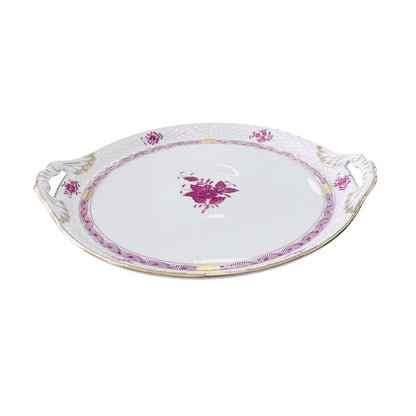 Herend Apponyi Pink Cake Plate with Handles