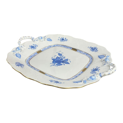 Herend Apponyi Blue Square Platter with Handles