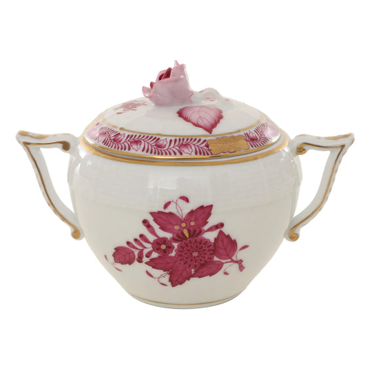 Herend Apponyi Pink Sugar Bowl with Rose Knob