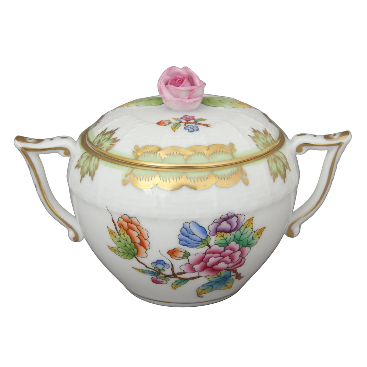 Herend Queen Victoria Sugar Bowl with Rose Knob