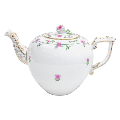 Herend Pink Garland Teapot with Rose Knob