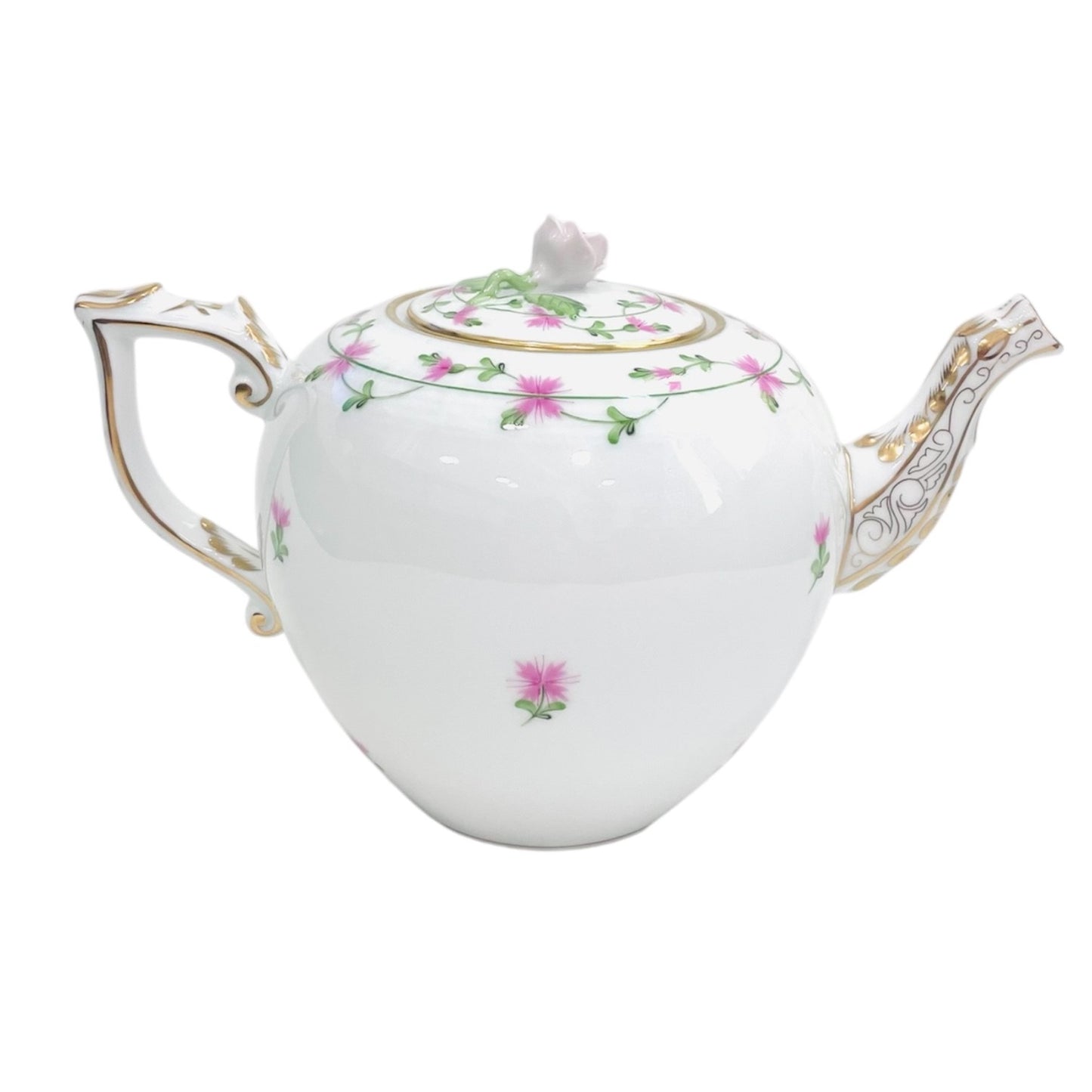 Herend Pink Garland Teapot with Rose Knob