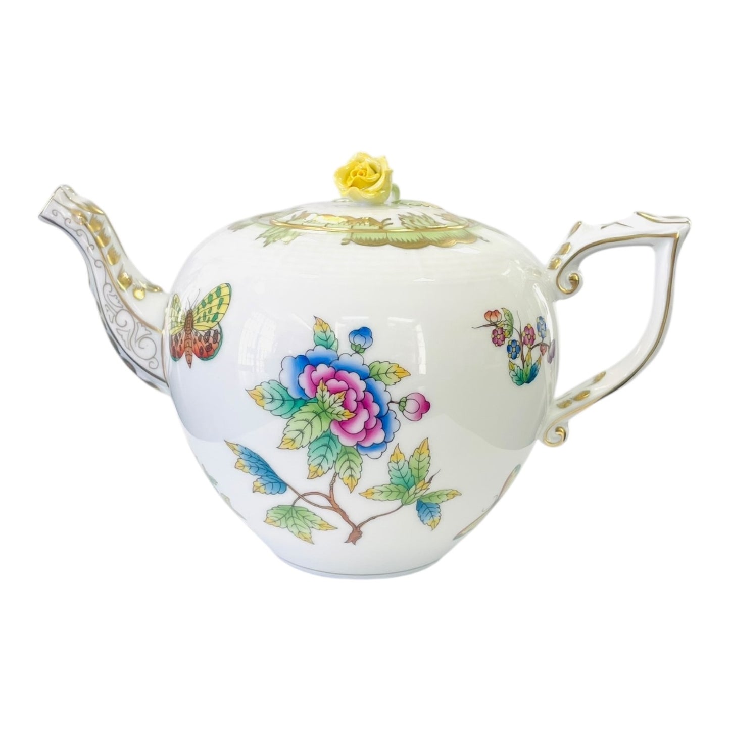 Herend Queen Victoria Teapot with Yellow Rose knob