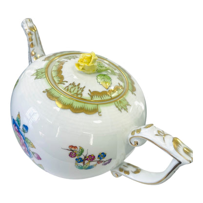 Herend Queen Victoria Teapot with Yellow Rose knob