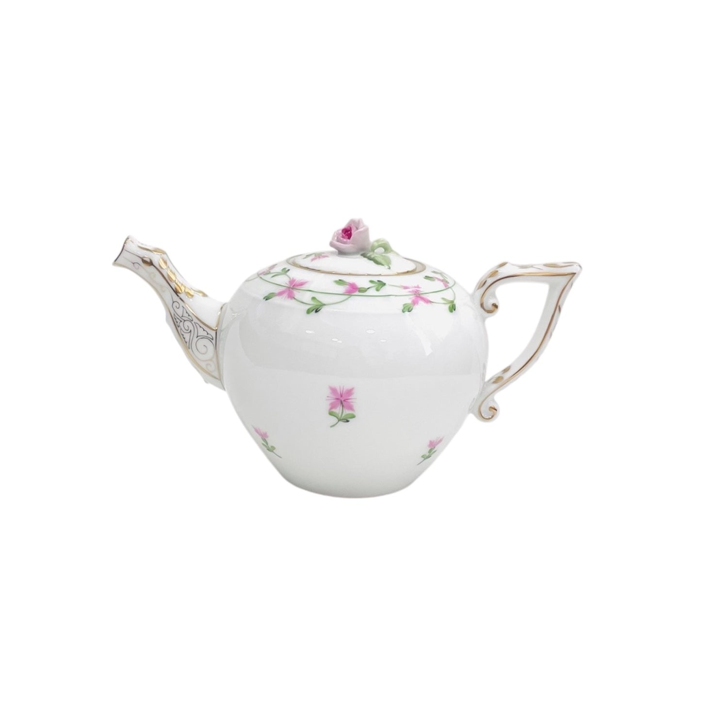 Herend Pink Garland Teapot with Rose Knob - Small (380cc)