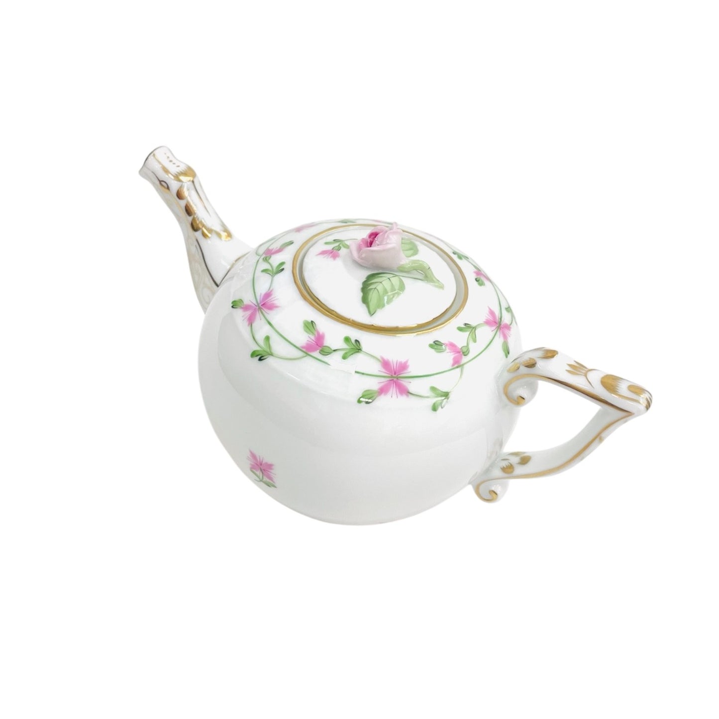 Herend Pink Garland Teapot with Rose Knob - Small (380cc)