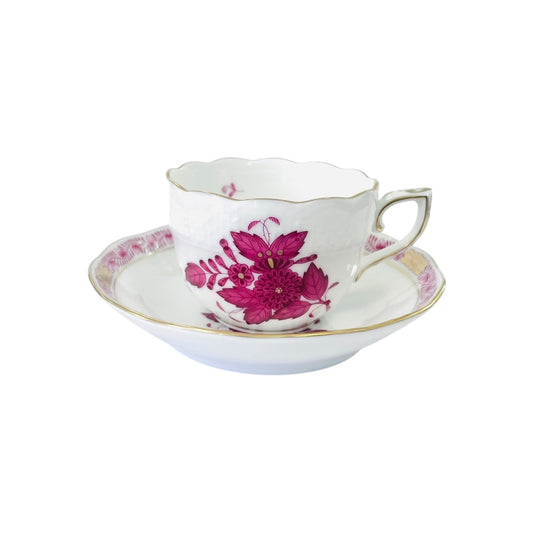 Herend Apponyi Pink Espresso Cup and Saucer
