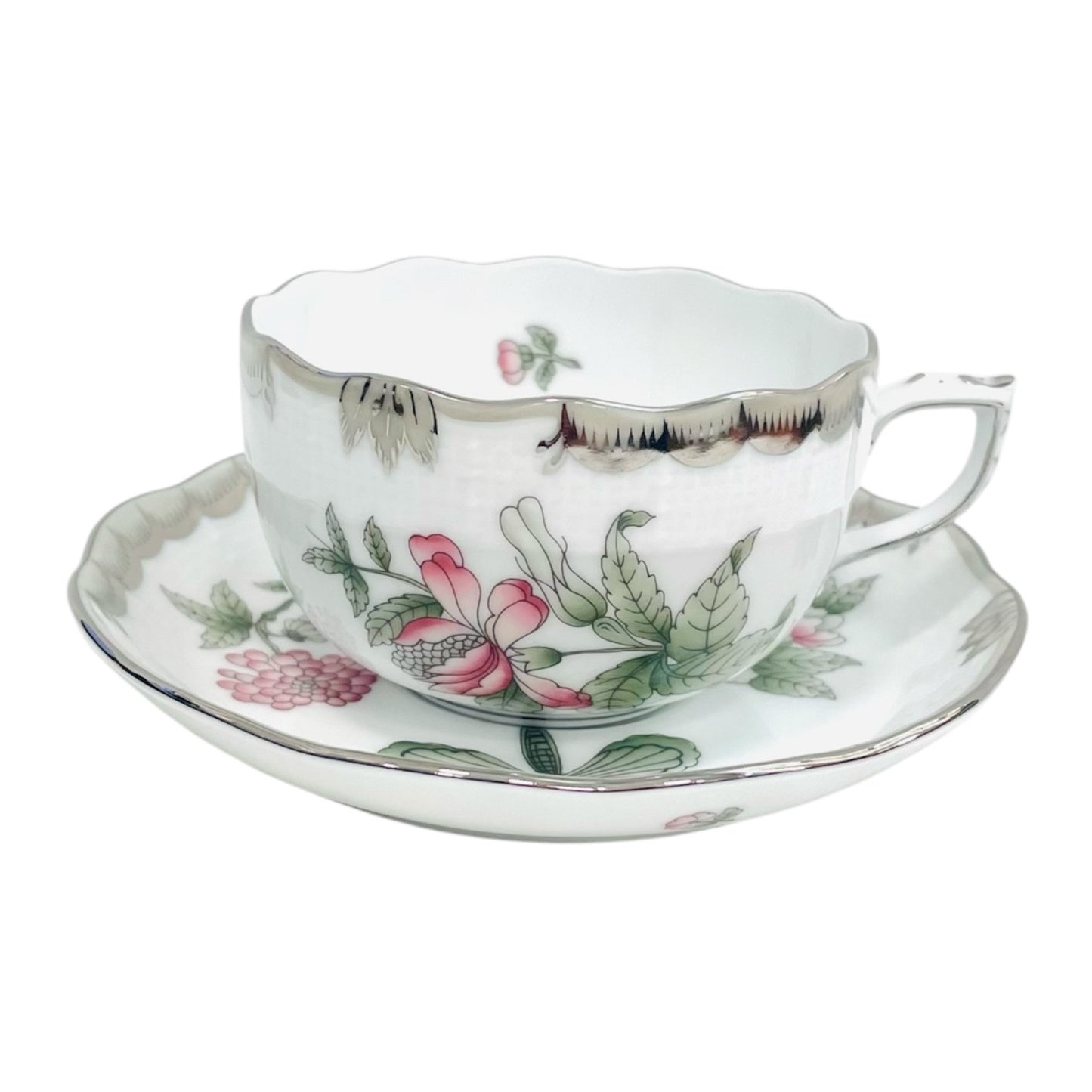 Herend Victoria Platinum Teacup and Saucer