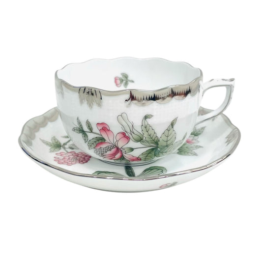 Herend Victoria Platinum Teacup and Saucer