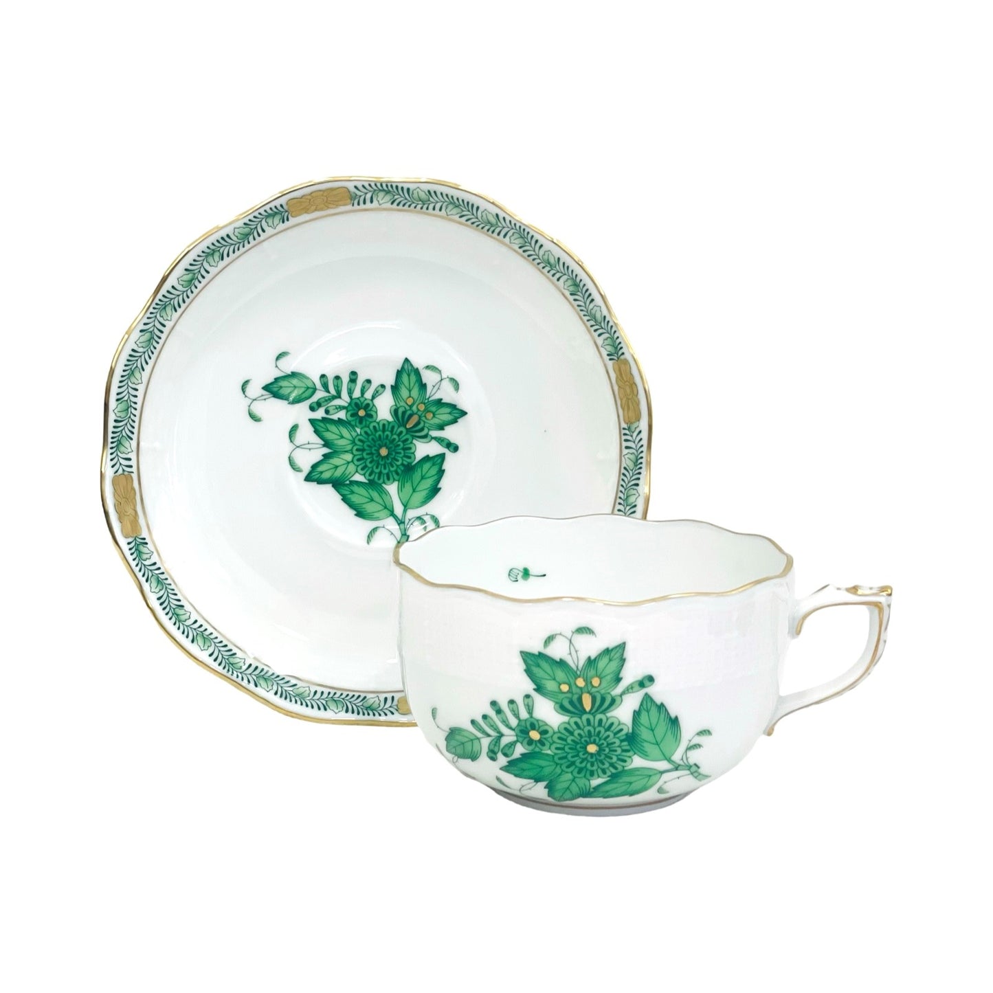 Herend Apponyi Green Teacup and Saucer