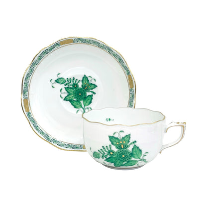 Herend Apponyi Green Teacup and Saucer