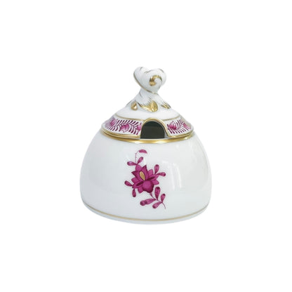 Herend Apponyi Pink Mustard Pot with Twisted Knob