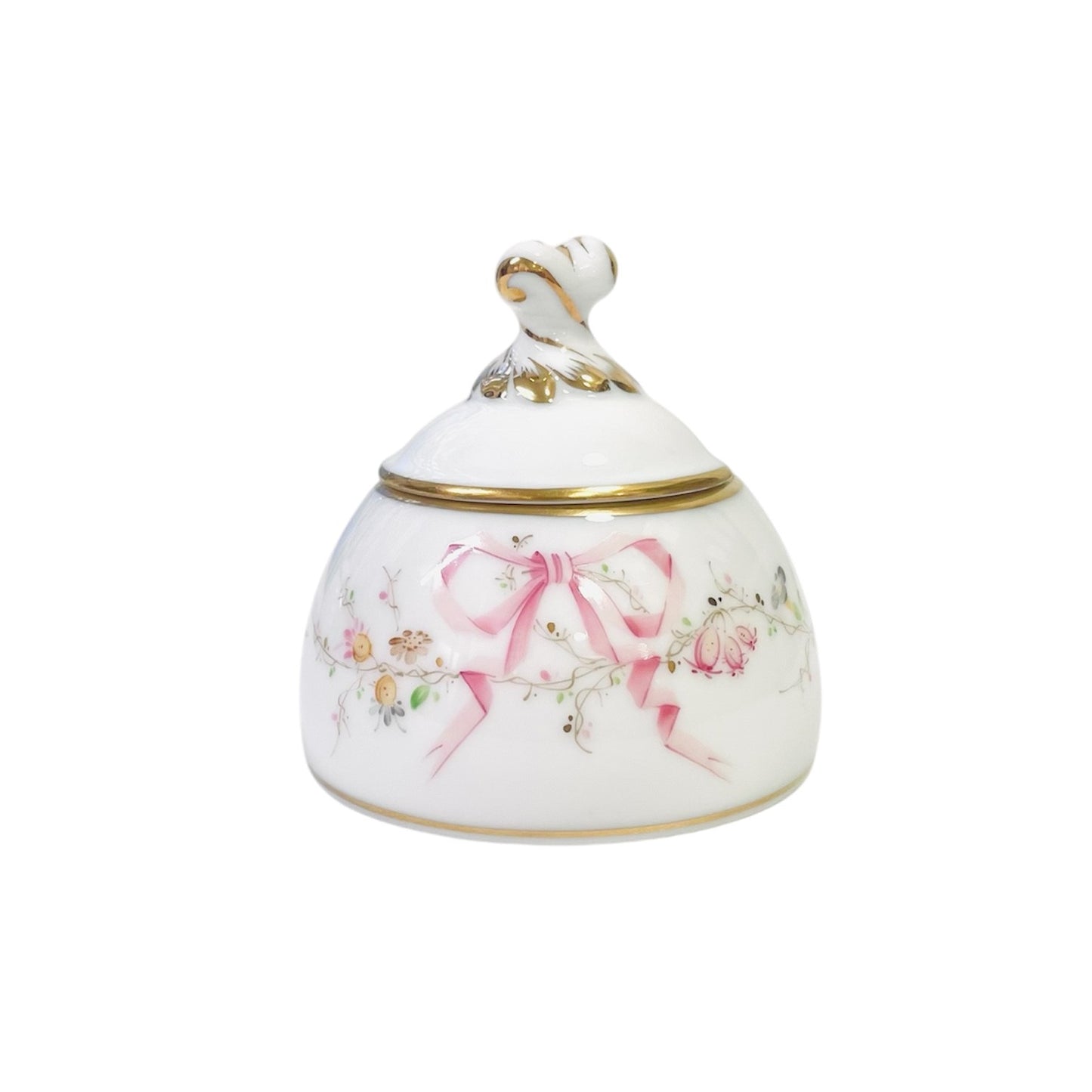 Herend Eden Pink Mustard Pot with Twisted knob