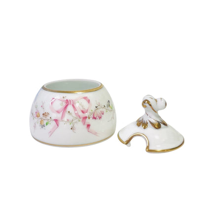 Herend Eden Pink Mustard Pot with Twisted knob