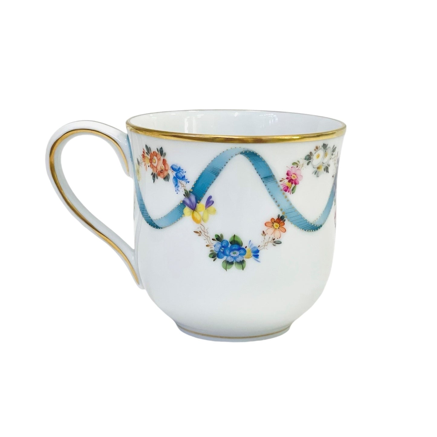 Herend Ribbon Flower Blue Mug