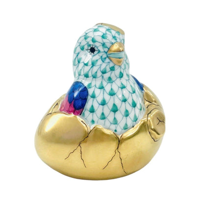 Herend Chick Hatching From Egg Fishnet Figurine