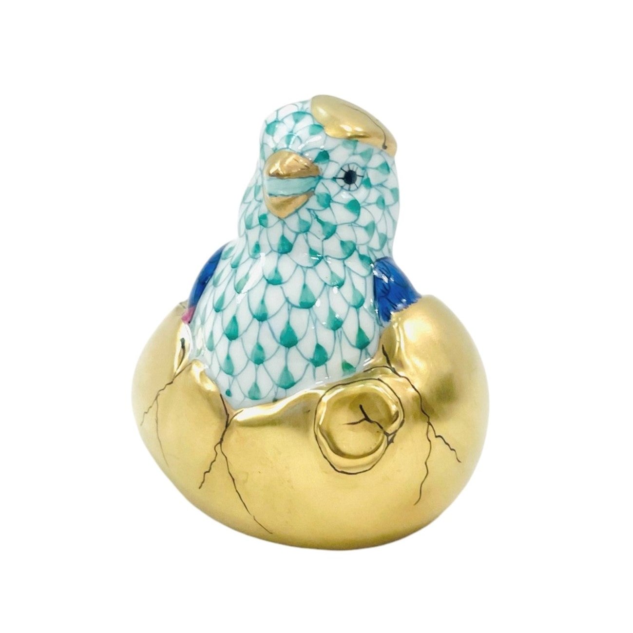 Herend Chick Hatching From Egg Fishnet Figurine