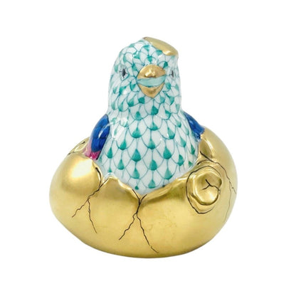 Herend Chick Hatching From Egg Fishnet Figurine