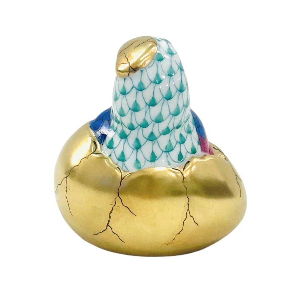 Herend Chick Hatching From Egg Fishnet Figurine