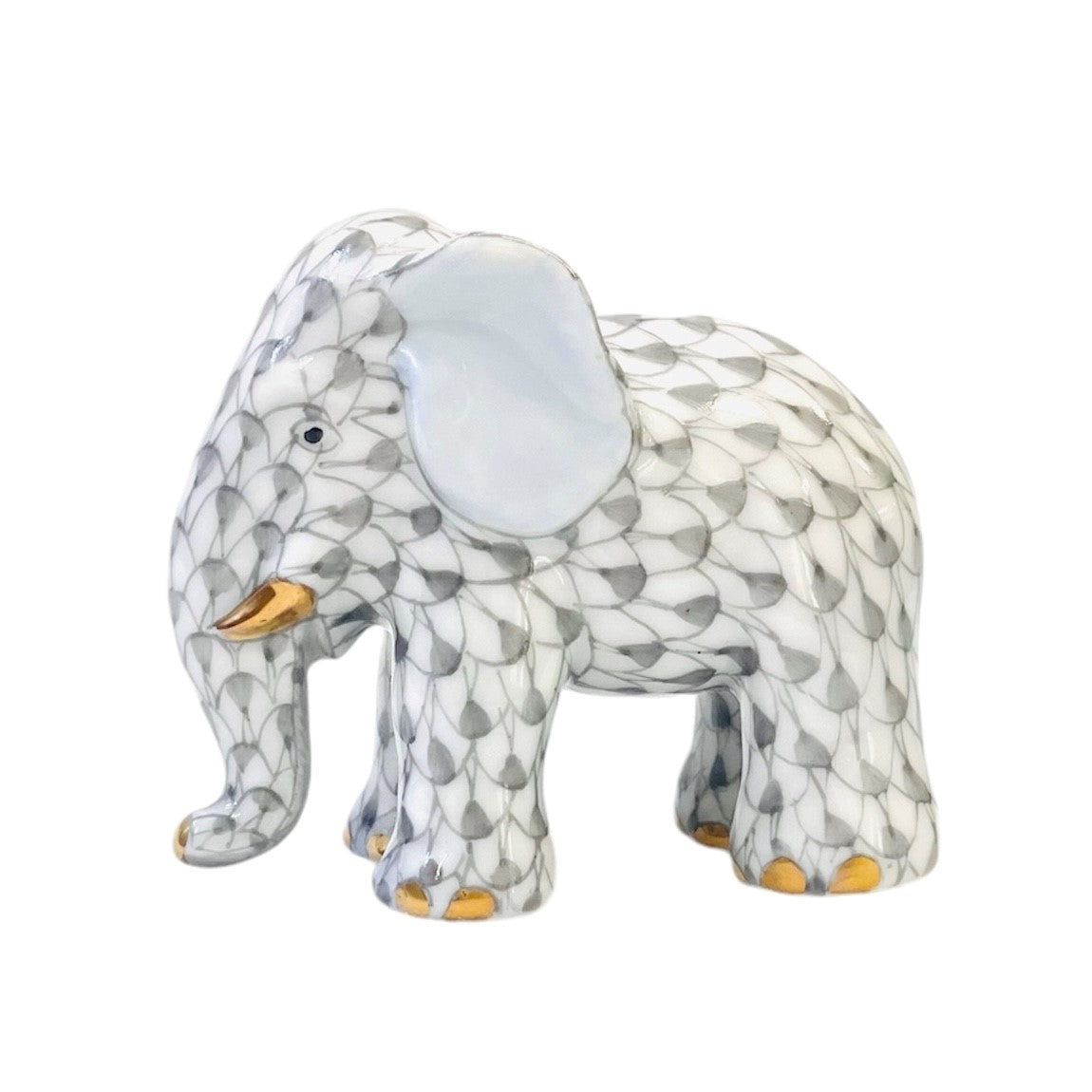 Herend Miniture Elephant Fishnet Figurine