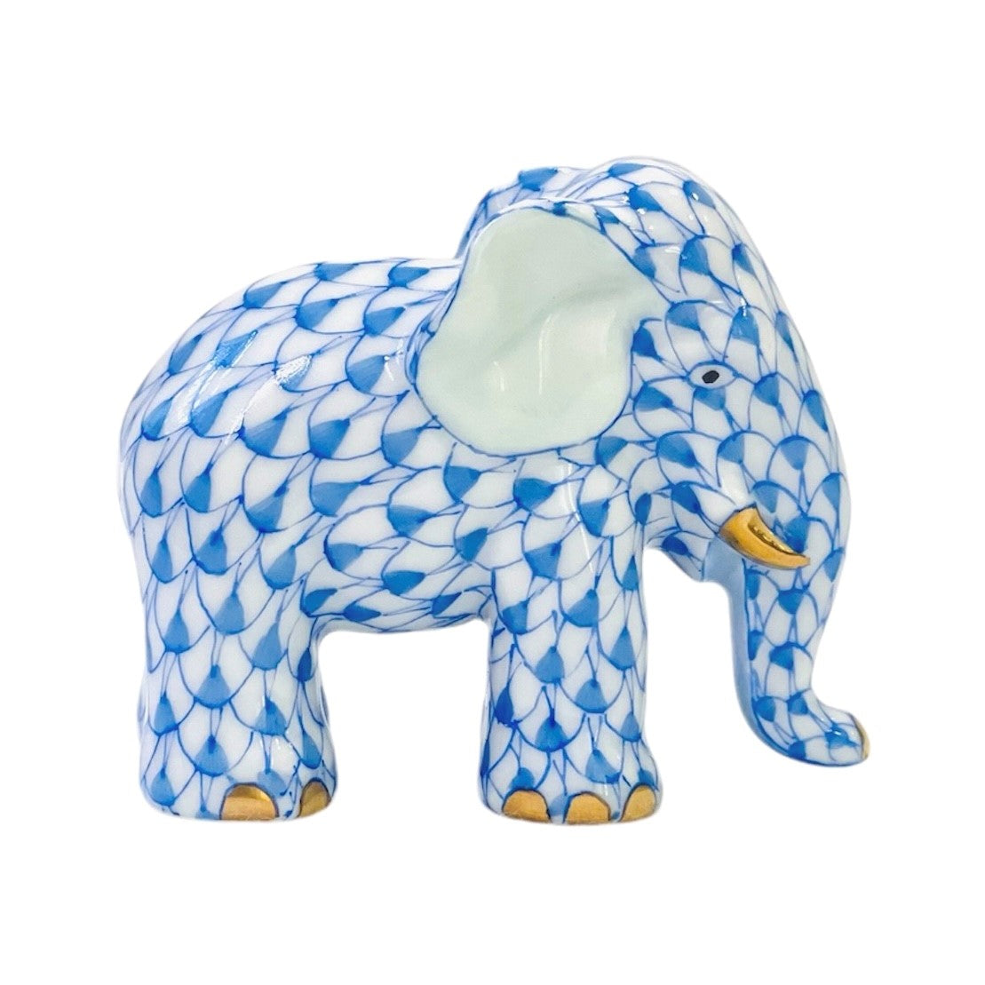 Herend Mini Elephant Fishnet Figurine