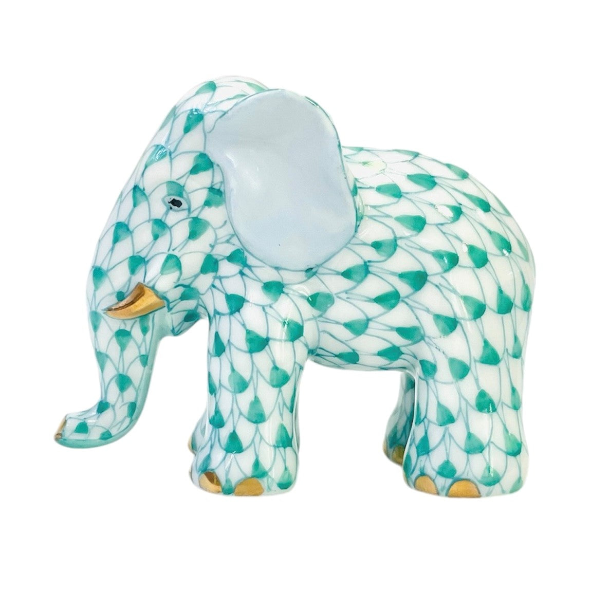 Herend Mini Elephant Fishnet Figurine