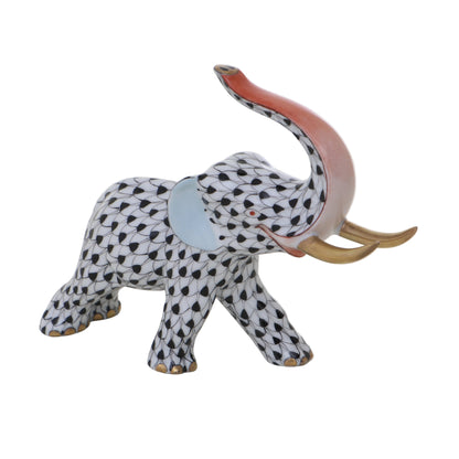 Herend Elephant Tusk Up Fishnet Figurine