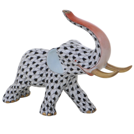 Herend Elephant Tusk Up Fishnet Figurine