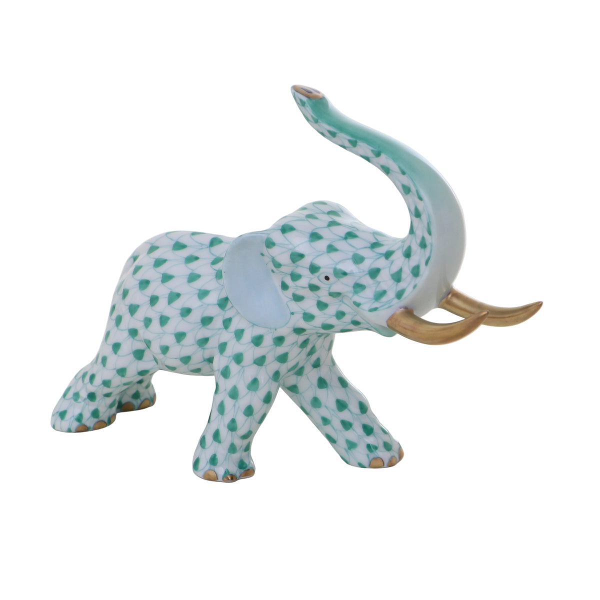 Herend Elephant Tusk Up Fishnet Figurine