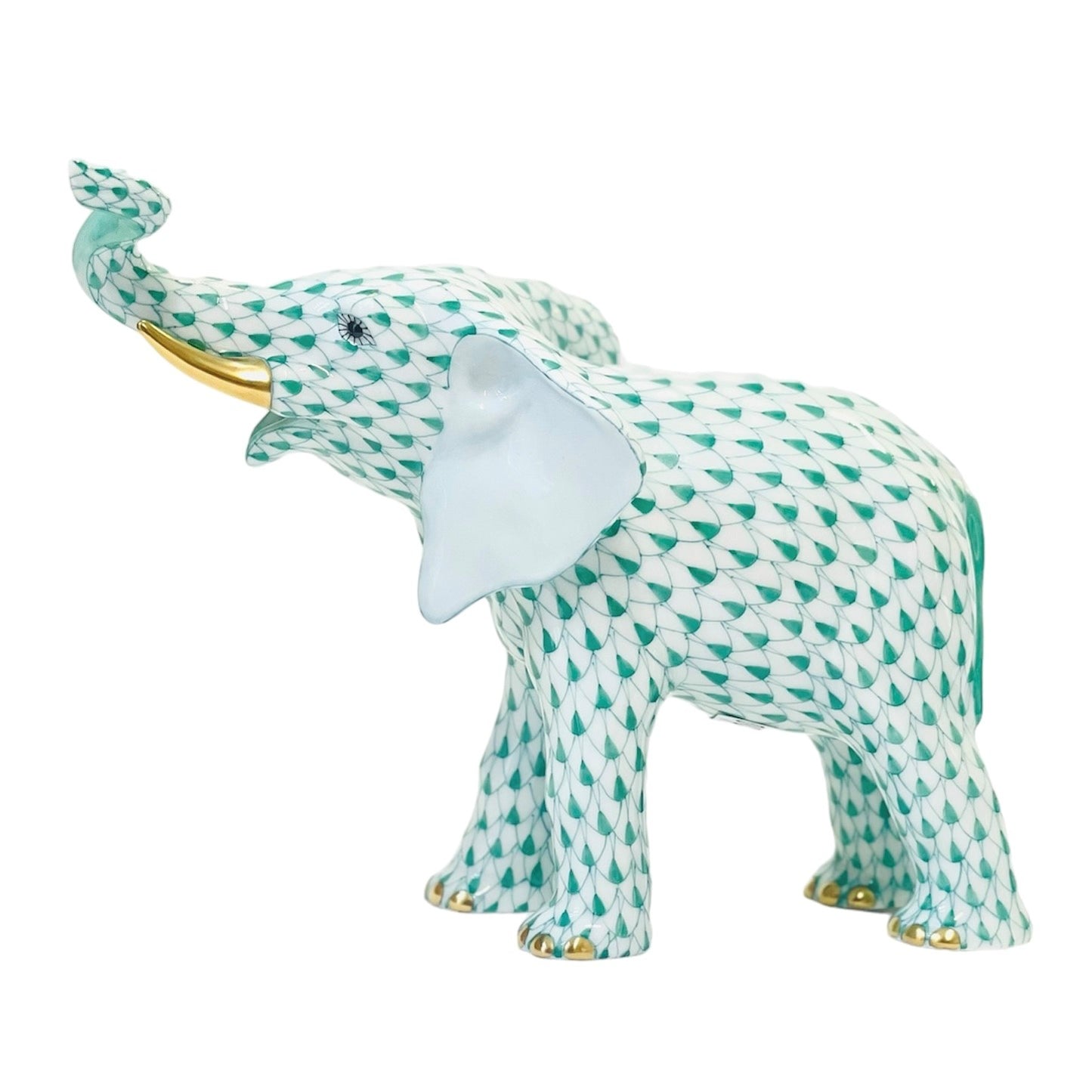 Herend Mother Elephant Fishnet Figurine