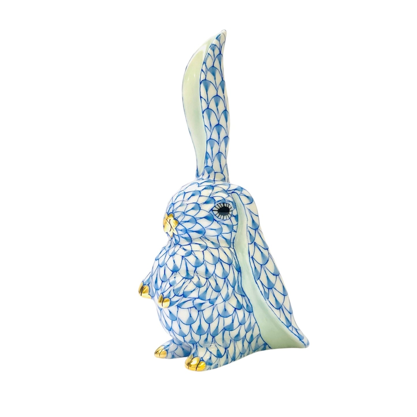 Herend Rabbit with One Ear Up Figurine