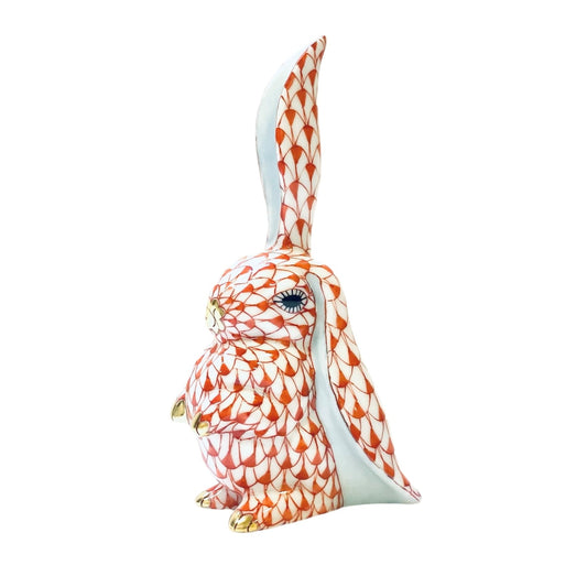 Herend Rabbit with One Ear Up Figurine