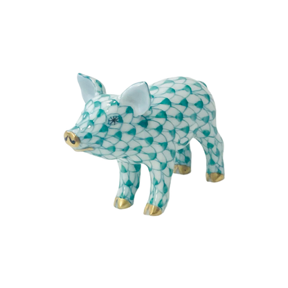 Herend Standing Piggy Fishnet Figurine