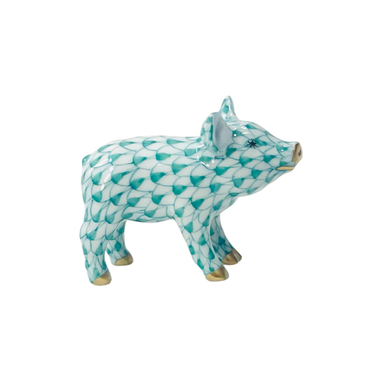 Herend Standing Piggy Fishnet Figurine