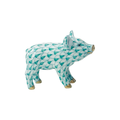 Herend Standing Piggy Fishnet Figurine