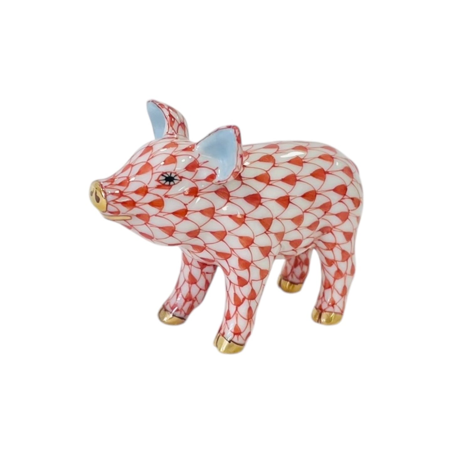 Herend Little Piggy, Standing Fishnet Figurine