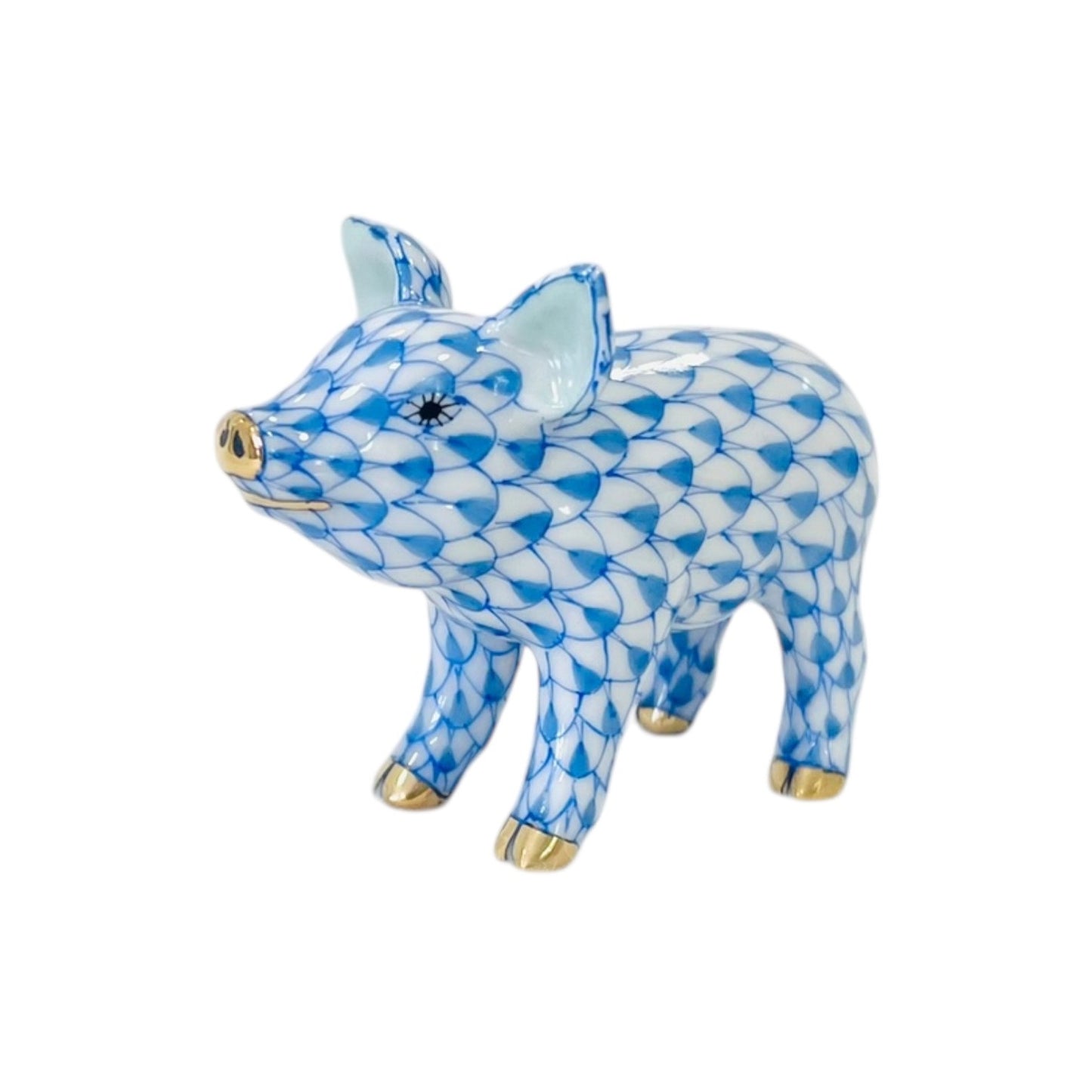 Herend Little Piggy, Standing Fishnet Figurine