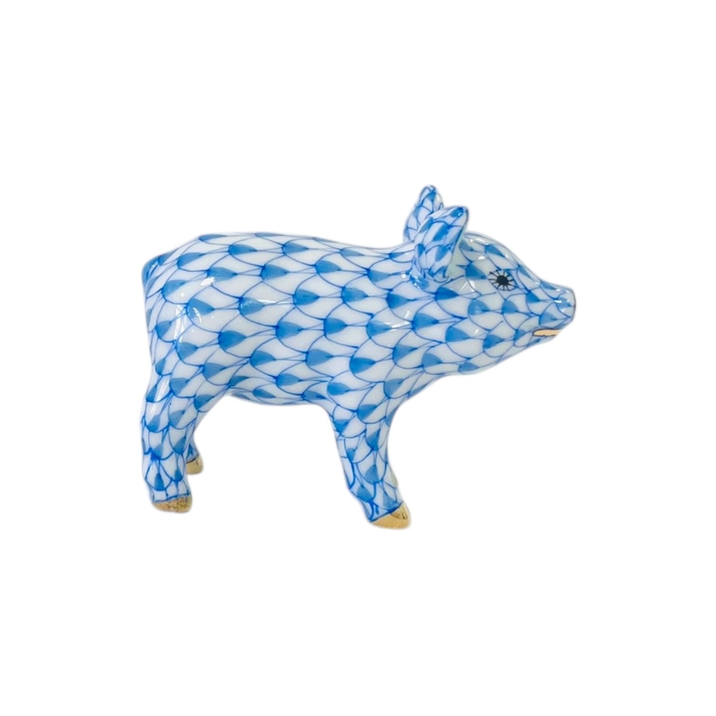 Herend Little Piggy, Standing Fishnet Figurine