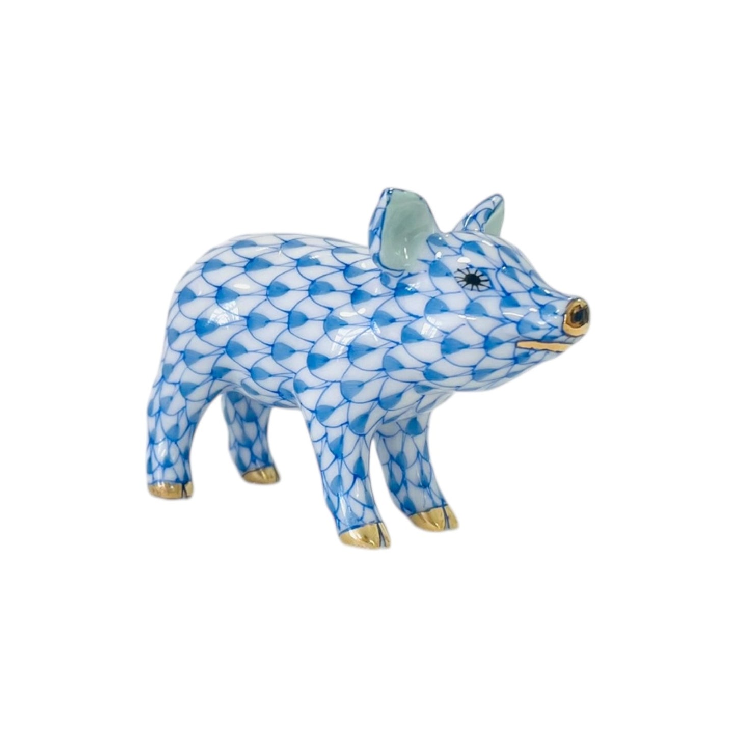 Herend Little Piggy, Standing Fishnet Figurine