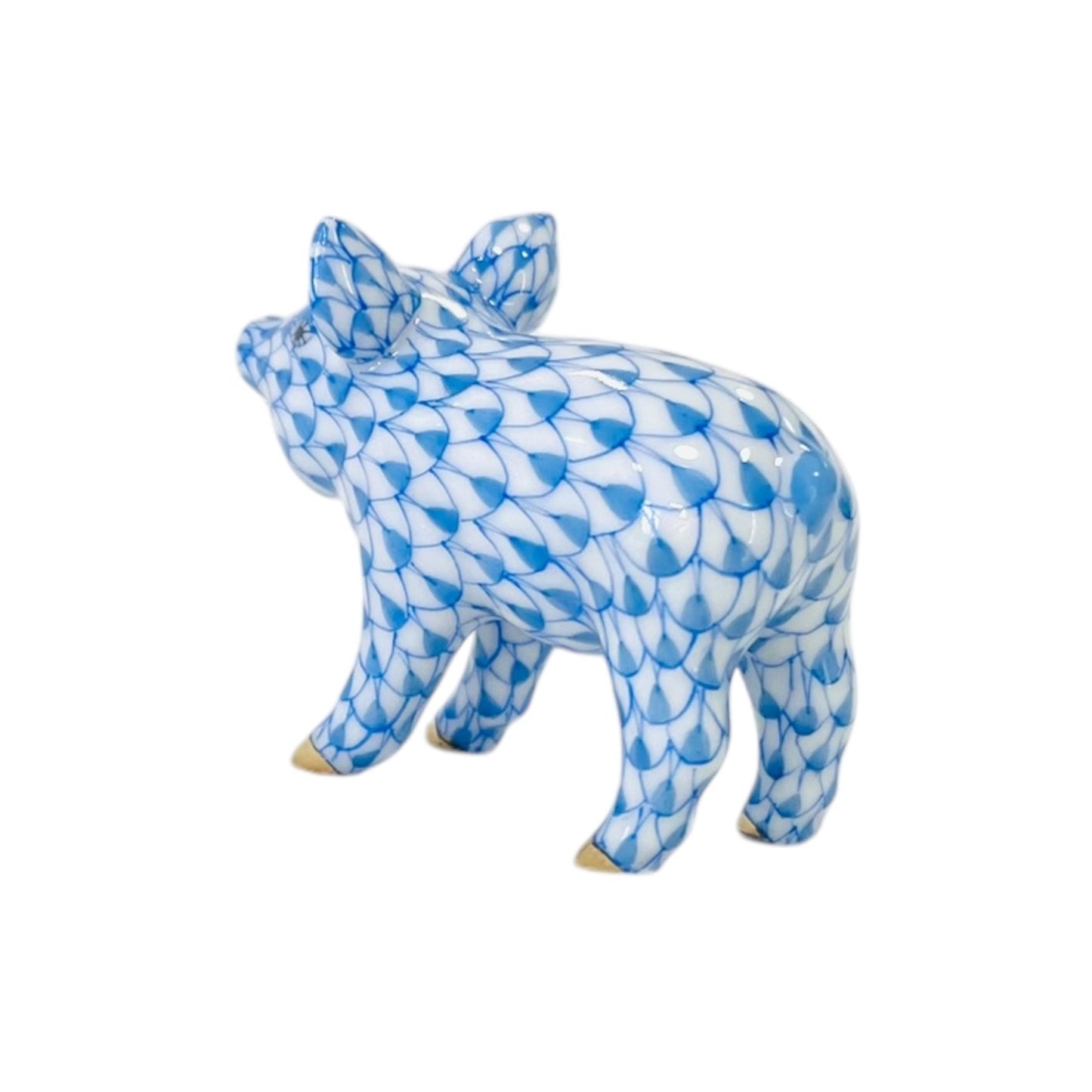 Herend Little Piggy, Standing Fishnet Figurine