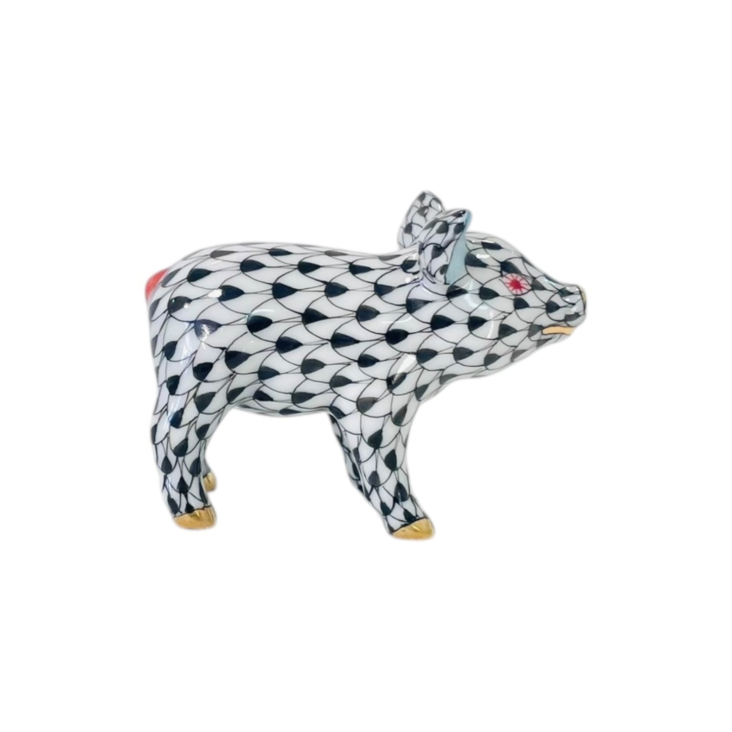 Herend Little Piggy, Standing Fishnet Figurine