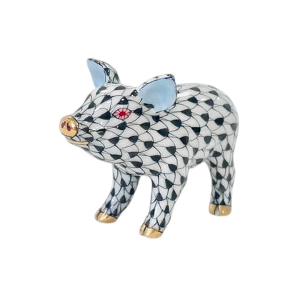 Herend Little Piggy, Standing Fishnet Figurine