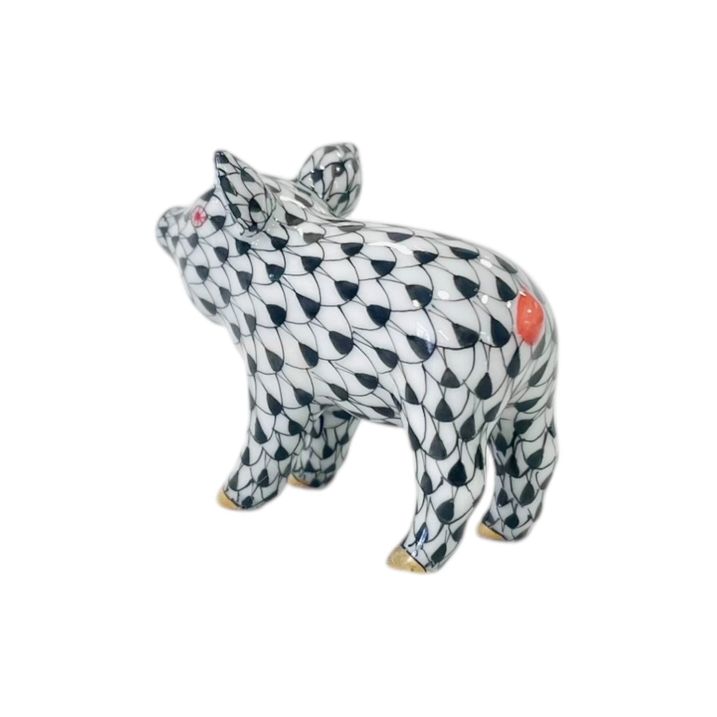 Herend Little Piggy, Standing Fishnet Figurine