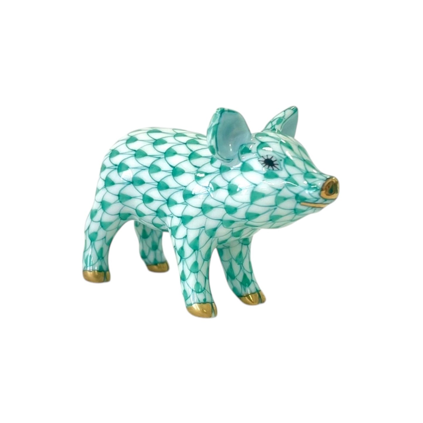 Herend Little Piggy, Standing Fishnet Figurine
