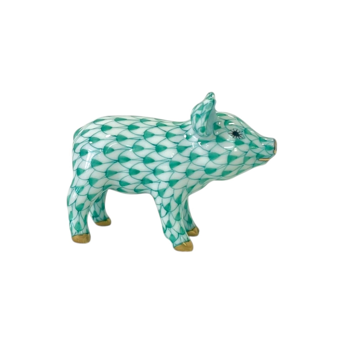 Herend Little Piggy, Standing Fishnet Figurine