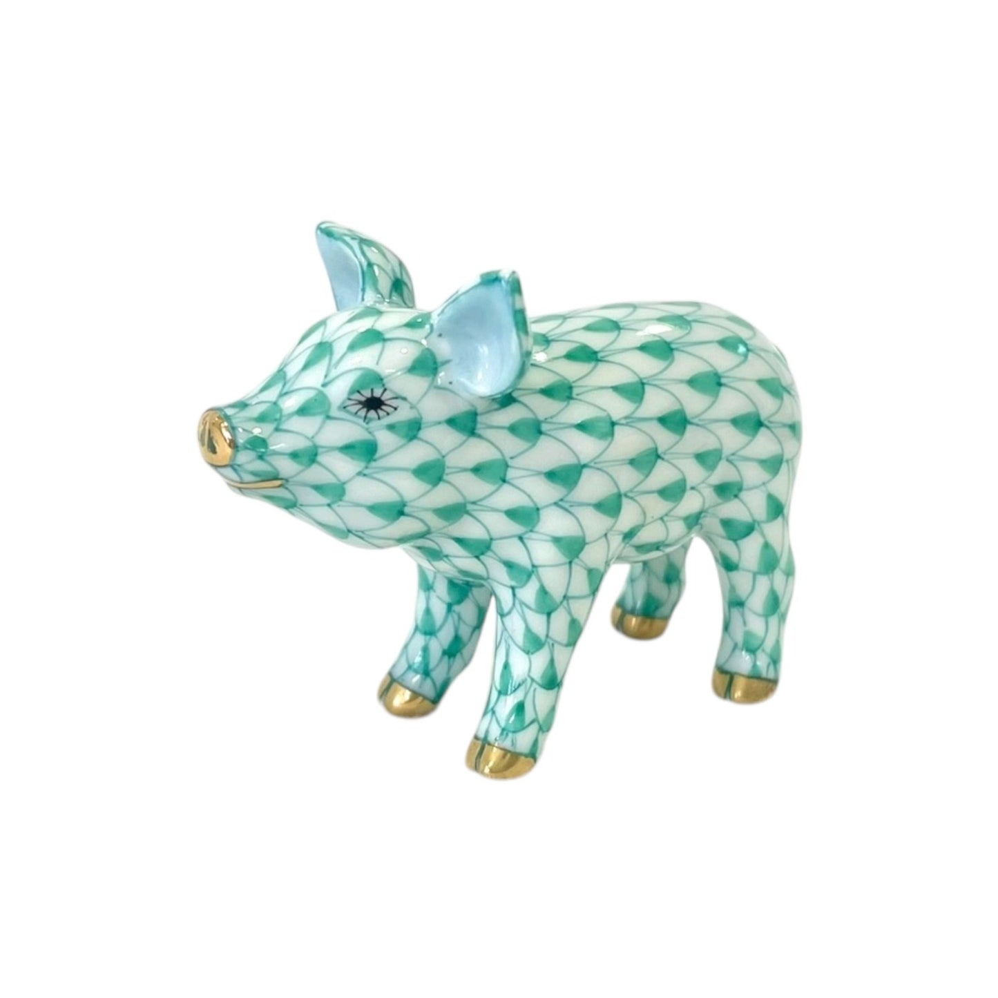 Herend Little Piggy, Standing Fishnet Figurine