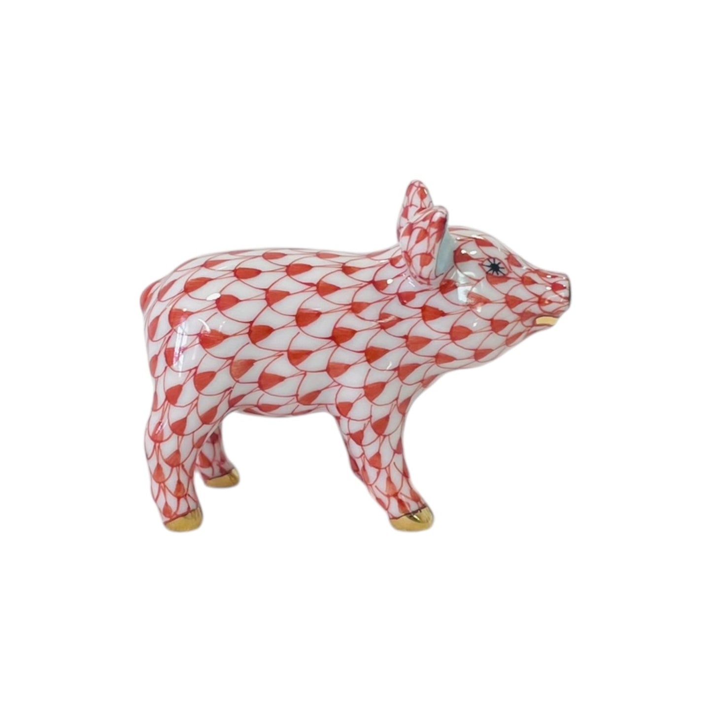 Herend Little Piggy, Standing Fishnet Figurine
