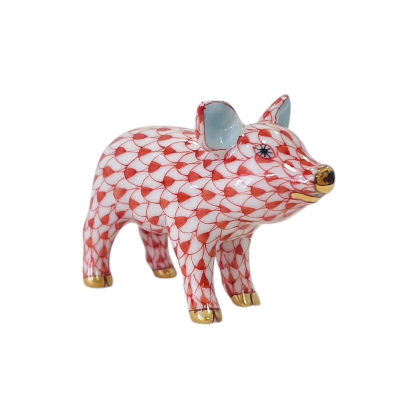 Herend Little Piggy, Standing Fishnet Figurine
